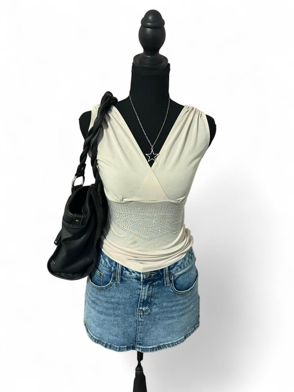 Rampage Y2K Women’s Beige Studded Tank Top/Blouse, Size Small