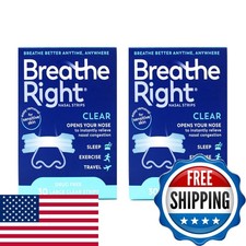 Breathe Right Nasal Strips Stop Snoring, Drug-Free, Clear Sensitive Skin, 30
