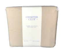 Charter Club Luxe 100 Cotton Flannel 4 Piece Sheet Set Taupe/Tan King 180