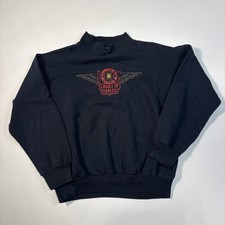 Vintage Harley Davidson Mens Black Pullover Sweater L Embroidered USA Made