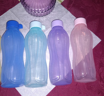  Tupperware EcoEasy Flaschen Set 4x500ml Lila,Rosa, Blau u. Hellblau Neu/Ovp 