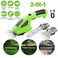 Garden Cordless Hedge Handheld 7.2V 2 in 1 Mini Electric Grass Shears Trimmer UK