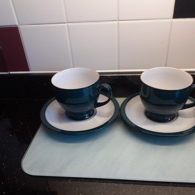 Denby Greenwich grün Tasse und Untertasse x 2