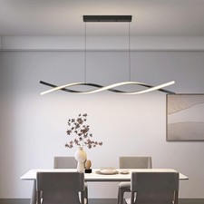 Mikeru 120CM Wave Pendant Light, Black Creative LED Dining Lights 3000/4500/6000