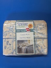 Springmaid Corinthia Full Flat Sheet Blue Floral 200TC Made in USA NOS