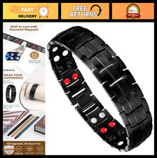 Men's Magnetic Therapy Bracelet - Titanium Steel, Double Row, 4 Elements Magnets
