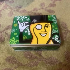 Mr. Peanuts Christmas tin green