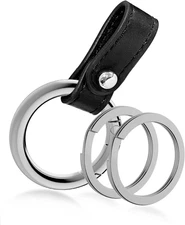 Zinc Alloy Key Rings with Leather Button Carabiner Keychain for Men Women