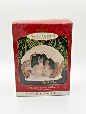 HALLMARK KEEPSAKE SNOWSHOE RABBITS IN WINTER CHRISTMAS ORNAMENT 1ST IN SERIES