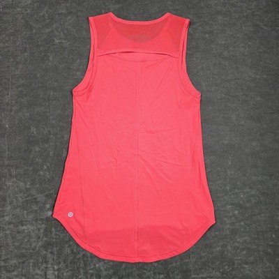 Lululemon Tank Top Womens 4 Pink Scoop Neck Mesh Back Running Athletic Gym