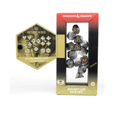 Sirius D&D Adventure Dice Paladin Poly Set - White/Grey w/Gold (14) New