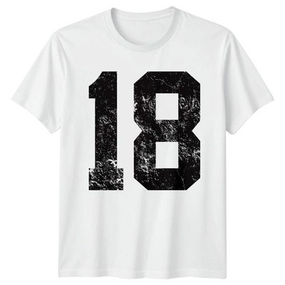 18. Geburtstag Meilenstein Grafik T-Shirt Herren Damen Achtzehn Zahlen Distressed Shirt
