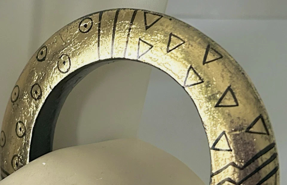 Juego de pendientes broche pulsera tribal madera pintada Laurel Burch firmado vintage Foto 3 de 4