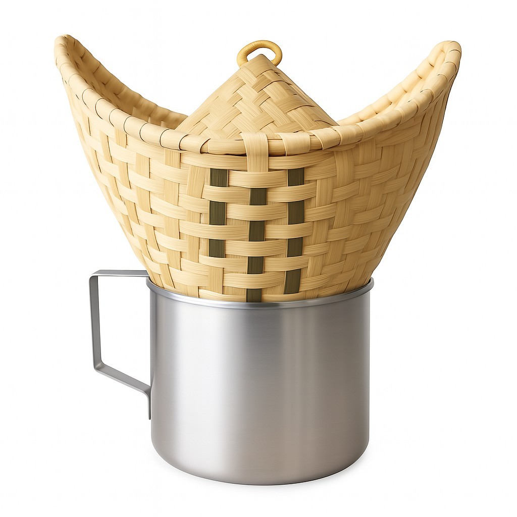 Mini Sticky Rice Steamer Set  6 pcs &ndash; Portable Thai Lao Bamboo Basket Cooker Kit