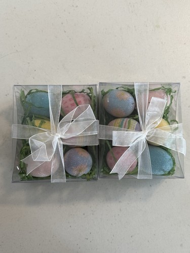 Sugared Beaded Egg Ornament Decor 12 pc Set Spring Easter Holiday Sparkling 3" - Picture 11 of 13