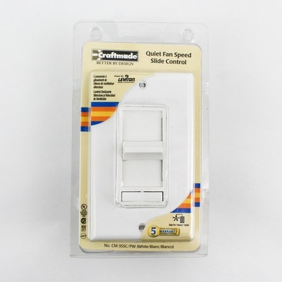 Craftmade 3-Speed Quiet Fan Slide Control  CM-3SSC/PW NIP