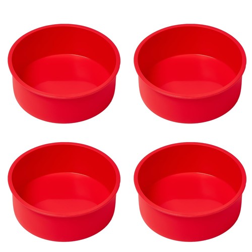 Silicone 6 Inch Cake Pans - Round Baking Molds, Set of 4 Cake Molds for Layer...
