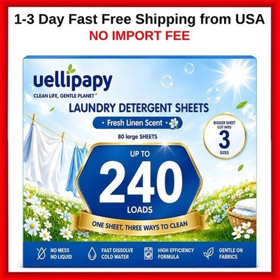 Laundry Detergent Sheets, 240 Loads, Enzyme Stain Removal, Eco-Friendly Fresh