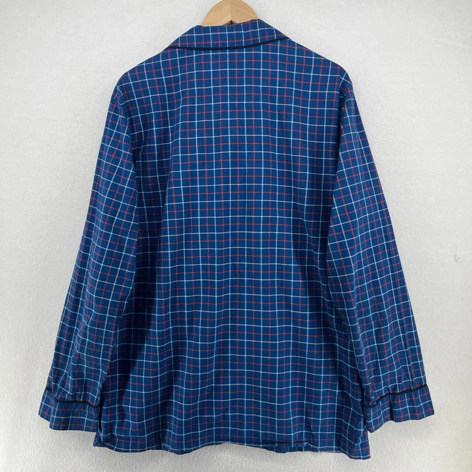 Conjunto de pijama LANDS END para hombre LT alto 36-38 a cuadros pantalones salón algodón PJ azul Foto 3 de 4