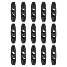 15pcs Wooden Toggle Buttons 45mm Double Hole Olive Sewing Button, Black
