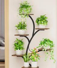 6 Tier Indoor Outdoor Plant Stand Ladder Shelf Unit Black Home Decor New