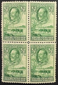 Bechuanaland, King George V w/Cattle Block of 4, Scott 105, MNH, VF, Toned Gum