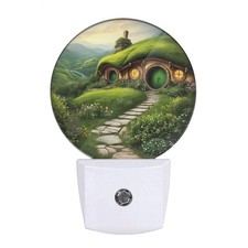 Plug-in Green-Roofed House Night Light Enchanting Floral Garden Night Lights ...