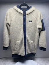 LL BEAN Youth Sherpa Fleece Long Coat SIZE L 14-16 Soapstone/Carbon Navy 99