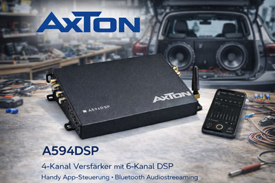 AXTON A594DSP 4-Channel Amplifier with 6 Channel DSP, Mobile App Control Blue...