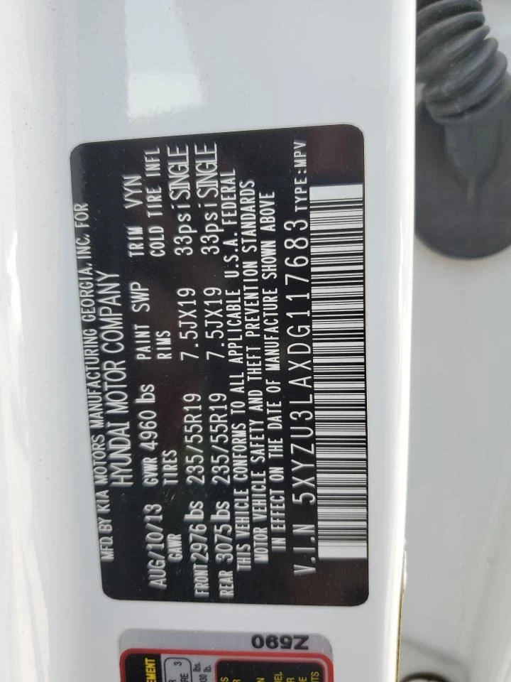 2013 Hyundai Santa Fe Trunk Lid White Used OEM Local Pick Up Only Foto 2 de 4