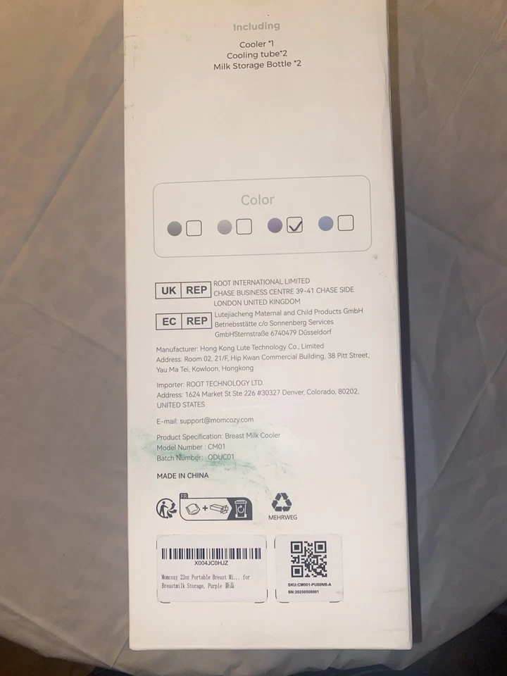 Enfriador de leche materna portátil MOMCOZY - púrpura Foto 4 de 4