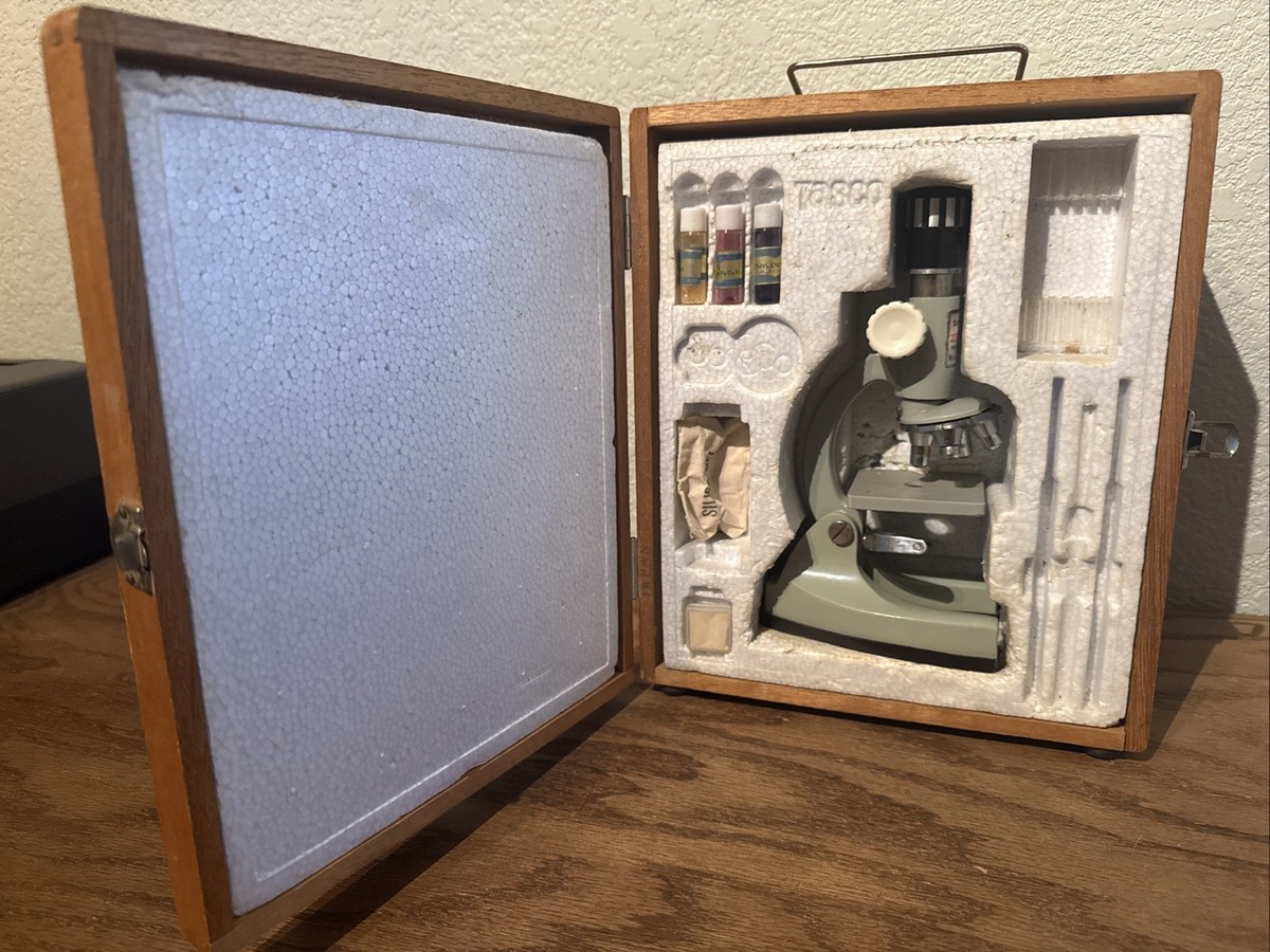 Vintage Tasco Deluxe High-Quality Microscope & Original Wooden Box