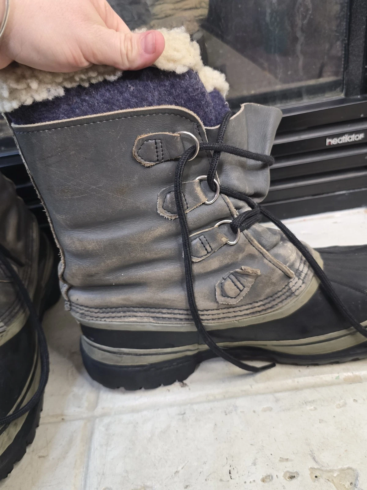 sorel kaufman leather duck waterproof fur lined boots