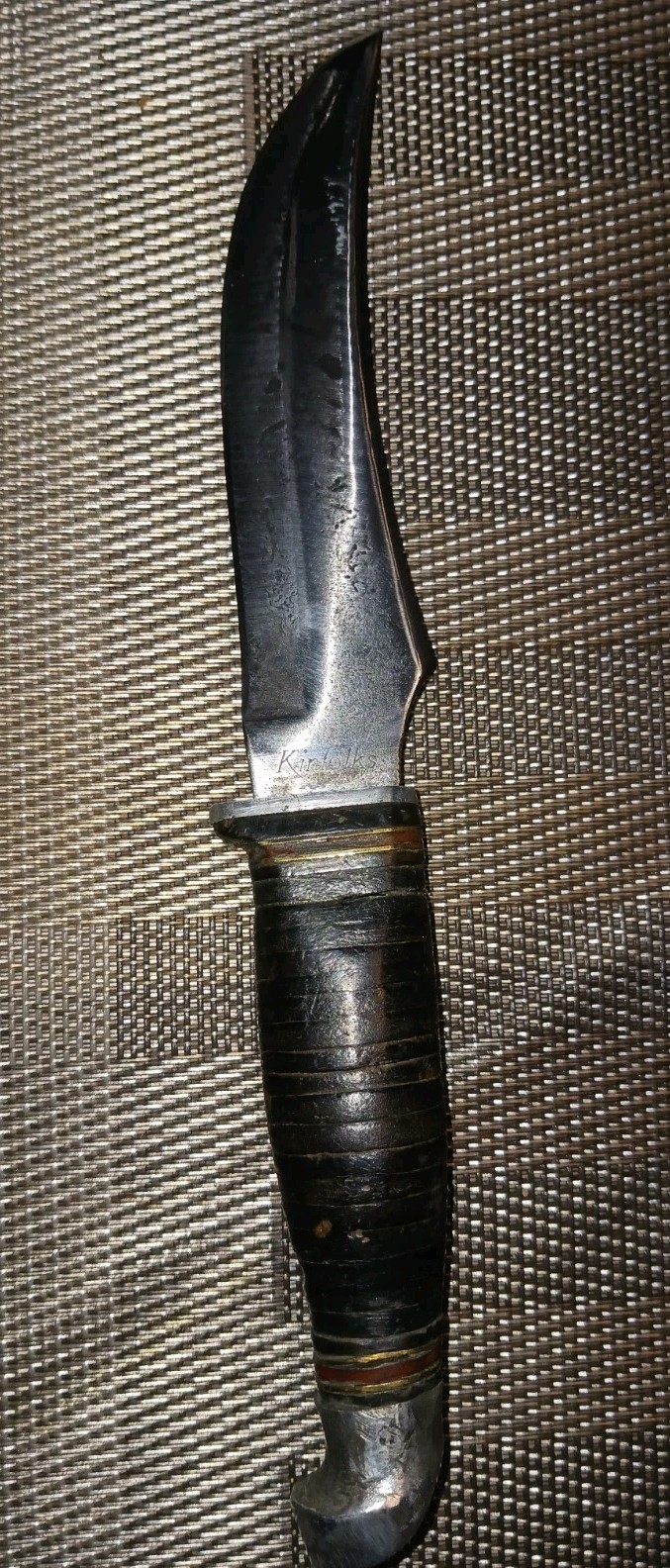 USA Kinfolks #350 Fixed Blade Knife w/ Leather Sheath VERY NICE & VERY OLD !!!