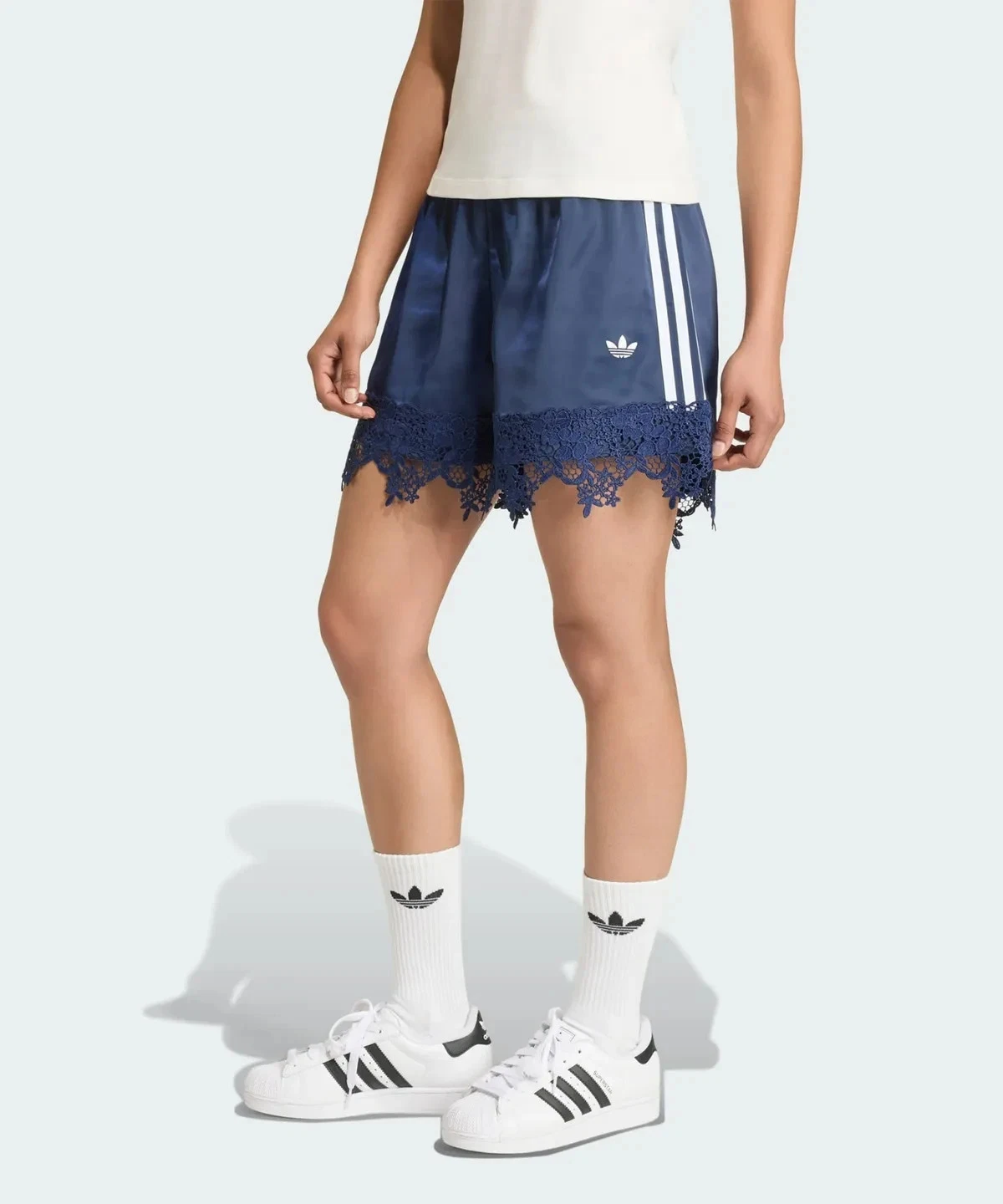 NWT Adidas Originals Satin Lace Loose Shorts Women Pants AsiaFit LD1811