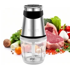BUMET Electric food processor vegetable chopper 500W one 2.5cup bowl one bi-l...