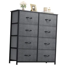  8 Drawers Fabric Dresser - Storage Tower Unit Organizer A-dark Grey 8-Drawer