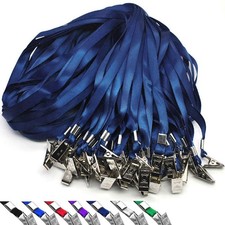 Lanyards 100 Pack Nylon Flat Badge Lanyard for Id Badge Name Tag Navy Blue, ...