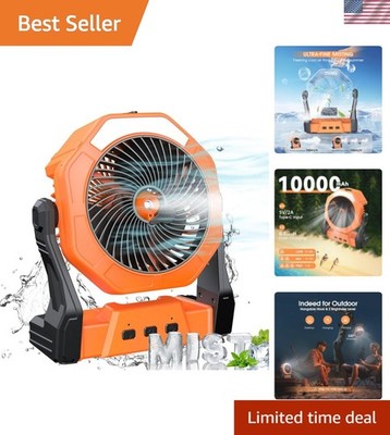 Compact Outdoor Misting Fan with 10000mAh Battery - Stay Cool Anytime, Anywhere