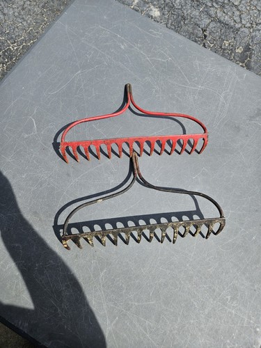2 Vintage Metal Rake Heads Garden Rake Yard Rake 2 Heads