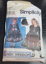 VINTAGE 1994 Simplicity Pttn 9234 Daisy Kingdom Dress Sz8/10/12/14 Partially Cut