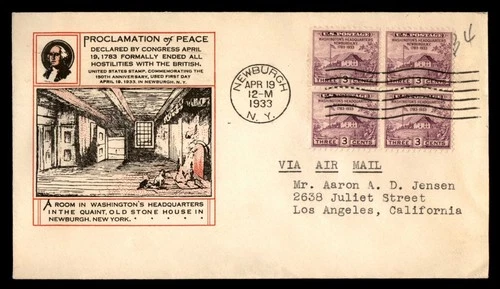 Mayfairstamps US FDC 1933 Washingtons Headquarters Block First Day Cover aaw_818