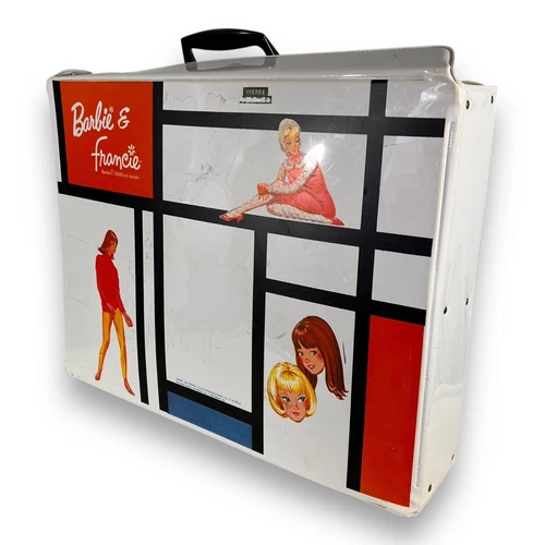Vintage 1965 Mattel Barbie Francie Double Doll Carrying Case Mod Vinyl #3003