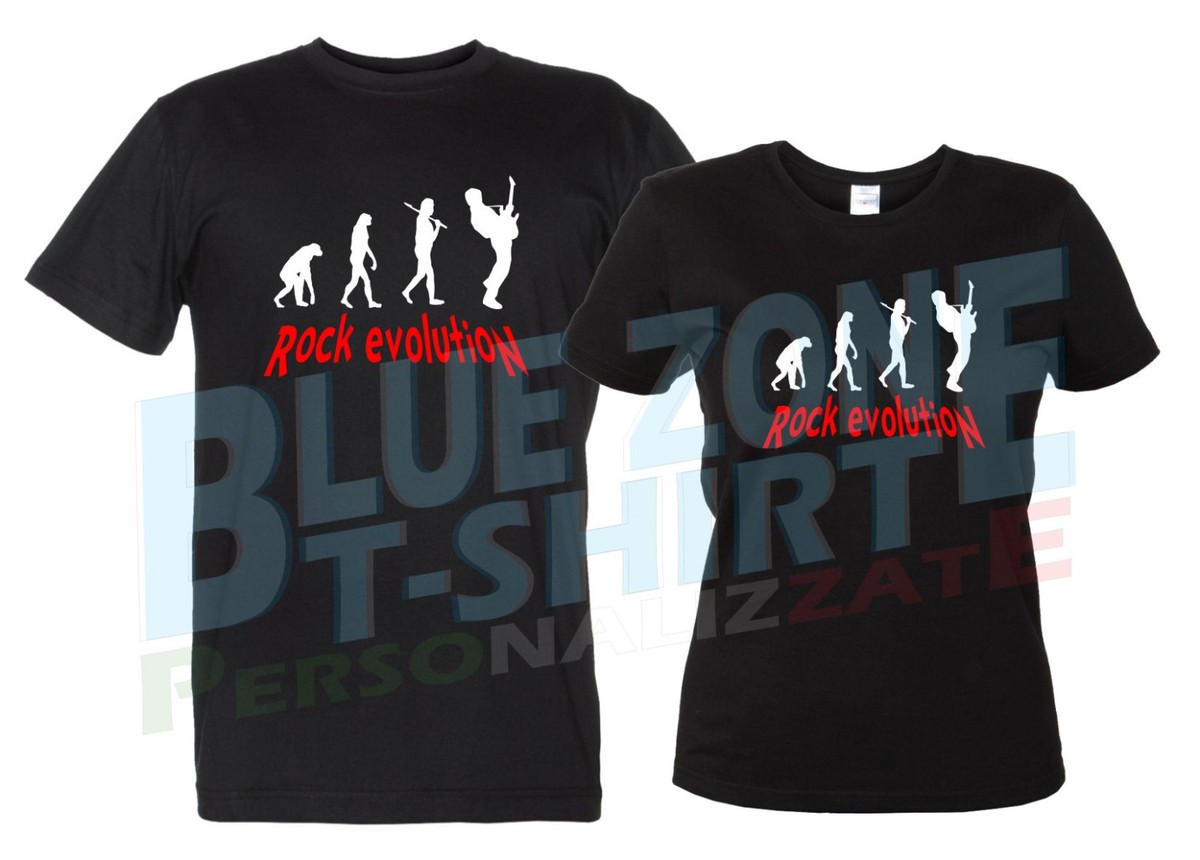 Rock Evolution Maglietta Evoluzione Musica T-Shirt Rockers Guitar