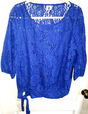 MADISON womens size large TWO LAYER TOP tank LACE OVERLAY WORK WEAR NICE!