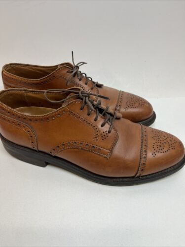 ALDEN 956 Walnut Cognac Brown Medallion Cap Toe Balmoral Leather Dress Shoes 8 D - Afbeelding 1 van 14