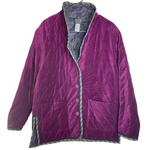 Vtg Koos Quilted Velvet jacket - 3 buttons Size m… - image 1