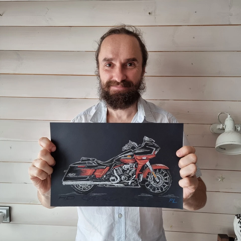 Poster Road Glide CVO Original Artwork Print Harley Davidson Motorcycle Travel - Image 2 of 4