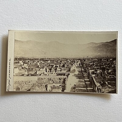 Antique CDV Photograph Pompeii Panorama Italy History Historic Disaster Volcano