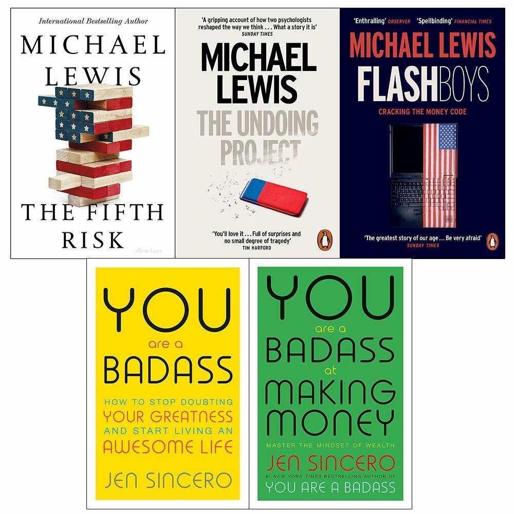 Michael Lewis & Jen Sincero Unisex Flash Boys, The Fifth Risk, You Are A Badass & More 5 Books Collection Set - Non Fiction - Mixed Format - Image 2